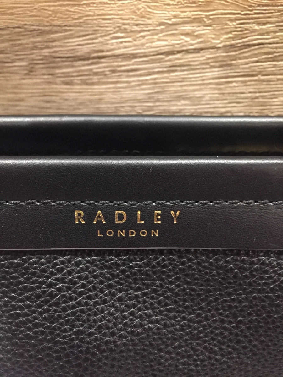 Radley+Signature+Logo+Black+Leather+Zip+Top+Tote+Shoulder+Bag+-+- for sale  online