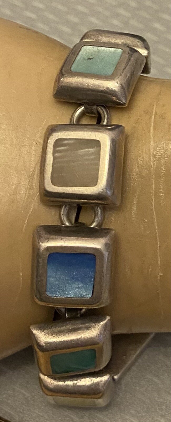 Vintage Sterling Silver Chunky Toggle Bracelet Mu… - image 15