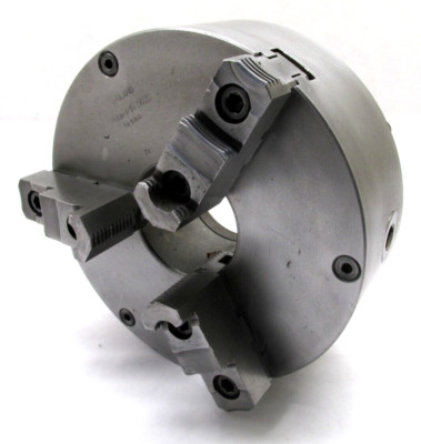 BISON 10'' THREE-JAW LATHE CHUCK w/ PLAIN BACK MOUNT - #PUUm-P10-D6ZD