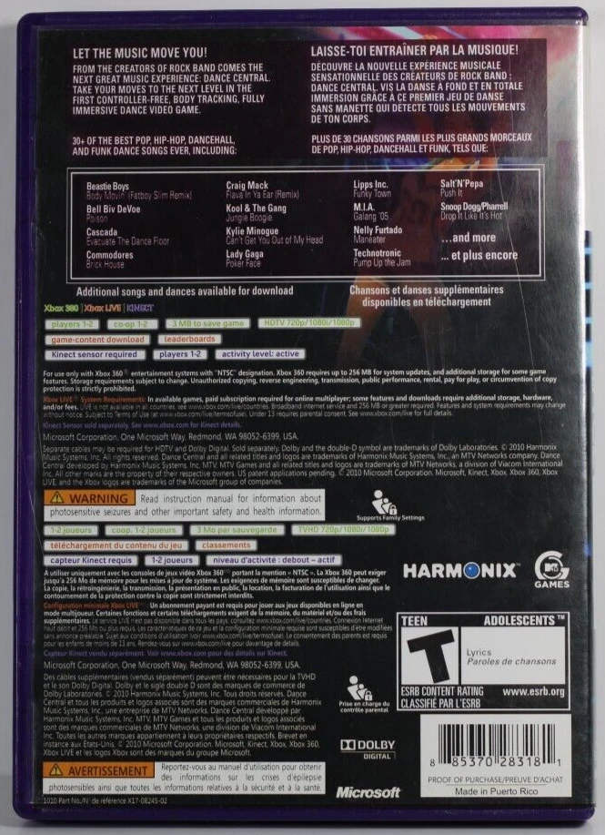 Dance Central (Microsoft Xbox 360, 2010) CIB - Image 2 of 4