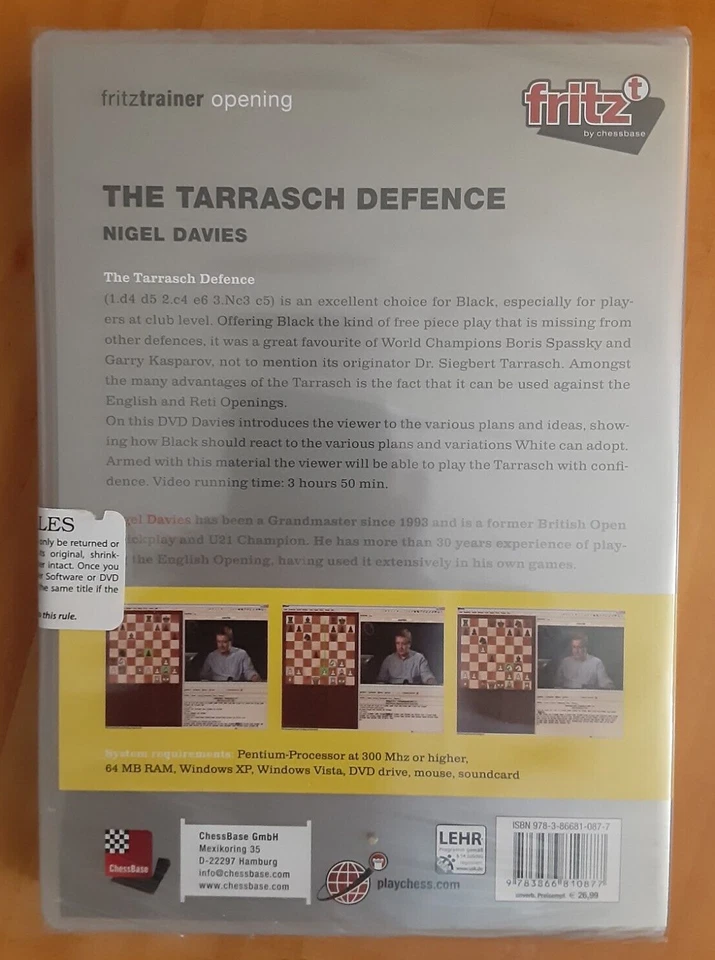The Tarrasch Defence Chess DVD Fritztrainer by Nigel Davies Brandnew - Image 2 of 2