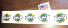 Stanley Tools Plane Tote Type 2 Logo Teal Yellow Dk Blue Vinyl Decals 1"set of 5