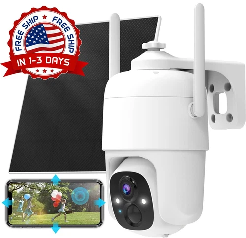 Cámara de energía de seguridad con energía solar al aire libre 2k WiFi 360° NEW