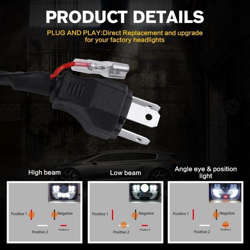 7x6" 5x7" LED Headlights Hi-Lo DRL Beam DOT Approved for Chevy Express Cargo Van - Picture 8 of 12