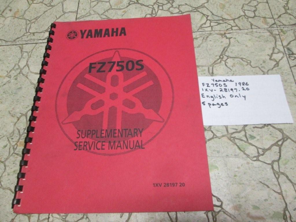 Yamaha FZ750S supplementary service manual | eBay