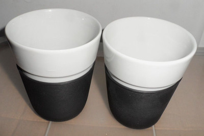 2 Bodum Bistro einwandige Glashülle schwarz Silikonhülle 10 cm 300 ml Tee Kaffee Tasse
