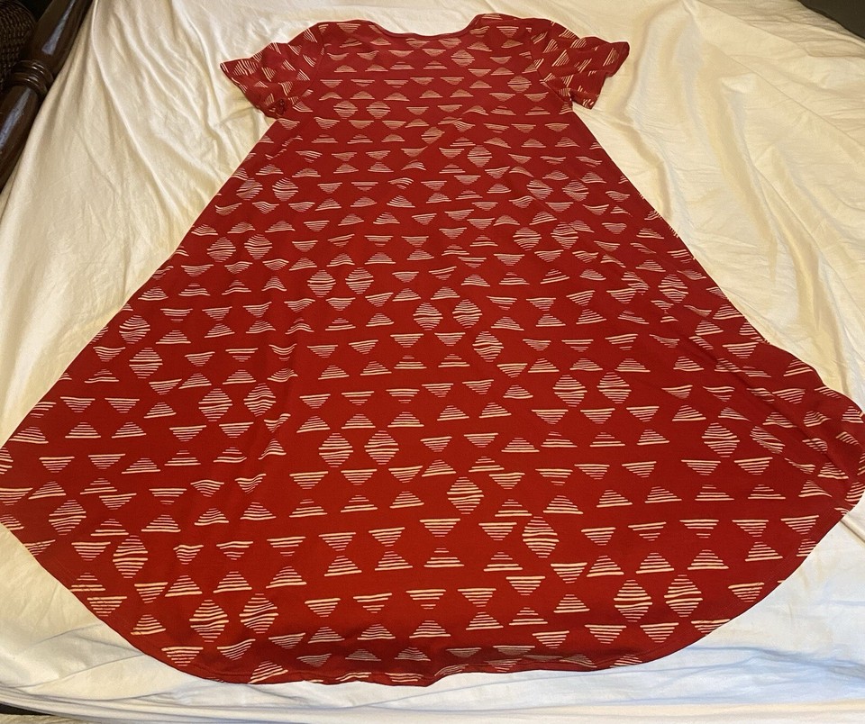 LuLaRoe Womens Small Red White Pattern Stretch Dress Ladies eBay