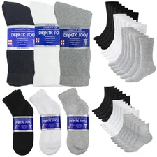 3-12 Pairs Mens Womens Diabetic Health Crew Ankle Quarter Cotton Socks Size 9-15