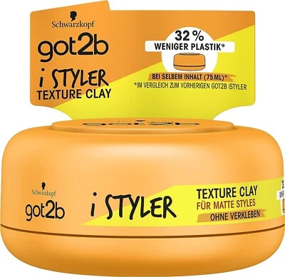 2x Haargel Texture Paste für matte Styles GOT2B Clay iStyler 75 ml Dose