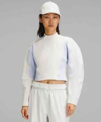 LULULEMON Bone/Blissful Blue Ribbed Luxtreme Wide-Sleeve Pullover