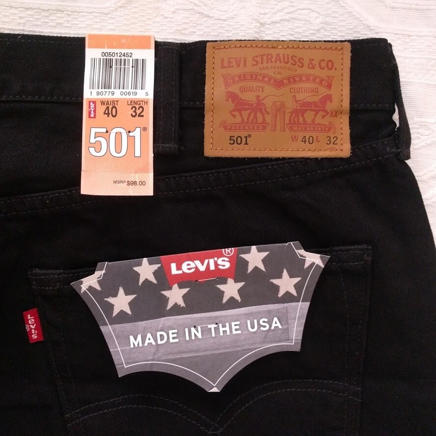 NEW MENS LEVIS® 501 MADE IN USA ORIGINAL FIT WHITE OAK CONE BLACK W 40 L 32  | eBay