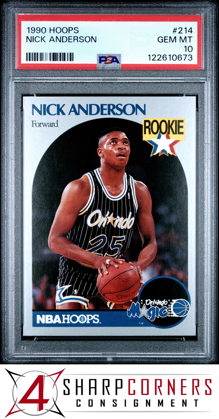 1990 HOOPS #214 NICK ANDERSON RC MAGIC PSA 10