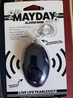 MAYDAY Self  Defense 100 Decible ALARM MINI KEYCHAIN Black NIP For Purse 