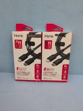 iHome 6ft Braided USB-C Cable 2.5x and 3x Faster Charging Pack of 2