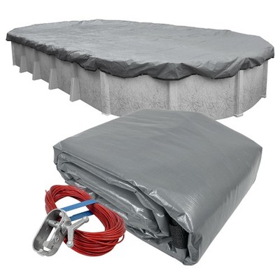 Robelle 18 x 24 Ft Industrial Gray Winter Oval Pool Cover Above Ground Pools, 4