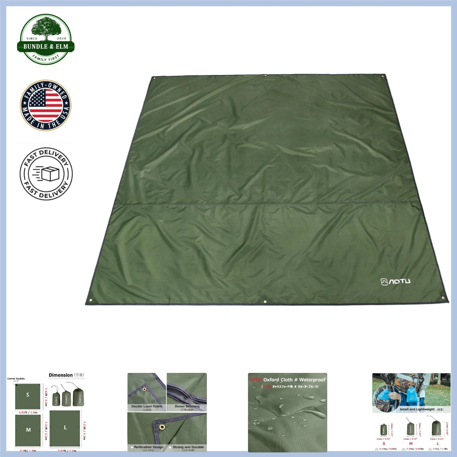 Durable Oxford Cloth Camping Tarp, 5x7 Ft Ground Cloth for Outdoor Activities