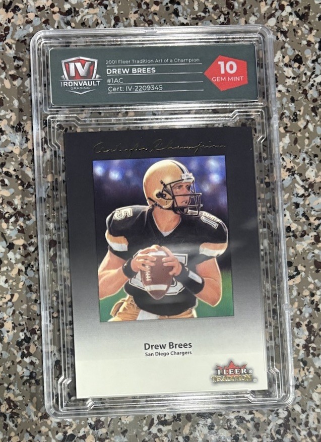 2001 Fleer Tradition -Art of a Champion Drew Brees #1 AC (RC) Graded 10 Gem Mint