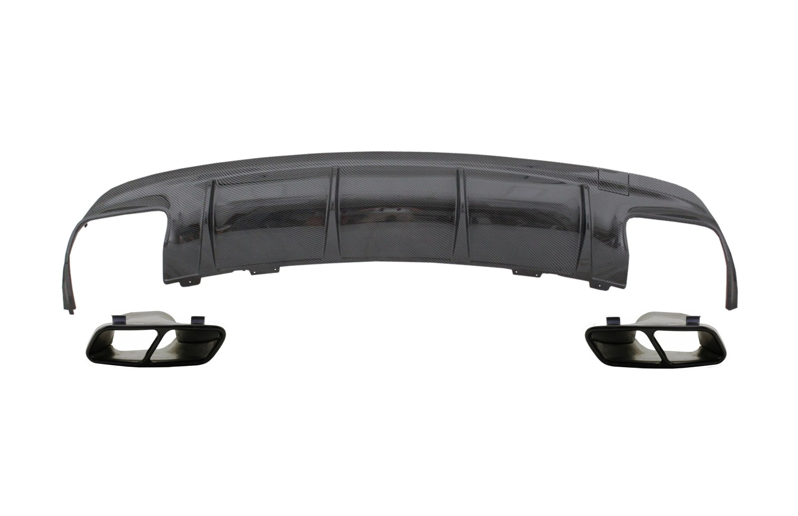 Diffusor Tipps Schwarz für Mercedes W117 13-18 Facelift CLA45 Kohlenstoff Look