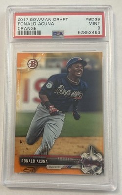 2017 Bowman Draft Ronald Acuna Jr. RC #d 19/25 Orange Parallel SP Insert PSA 9