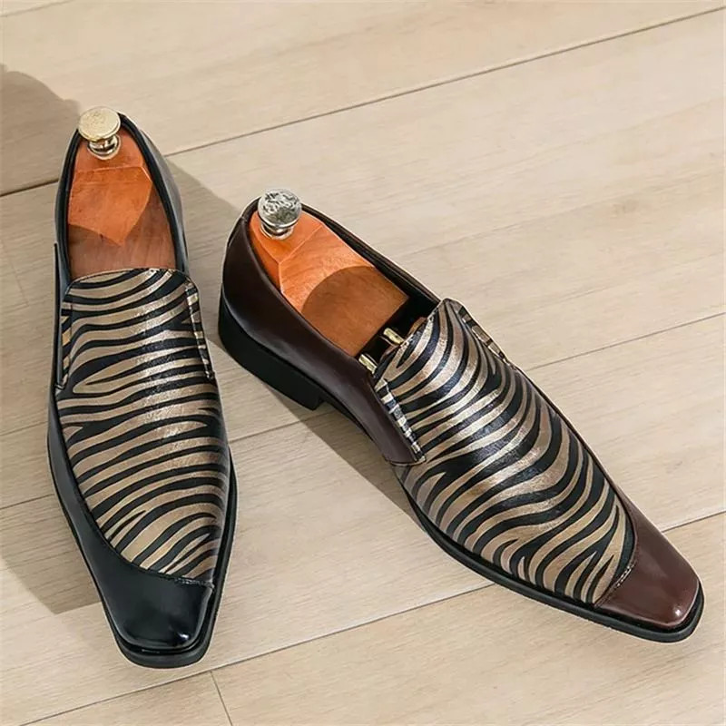 Zapato Elegante Hombre Mocasín Negro Fantasía Cebra Ceremonia Sintética K8M4X