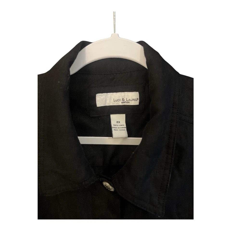 Blusa Lucy & Laurel 100 % lino manga larga abotonada talla 2X Foto 2 de 4