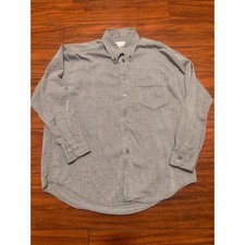 Vintage Yves Saint Laurent Mens Grey Geometric Button Down Shirt L 16.5 32-33