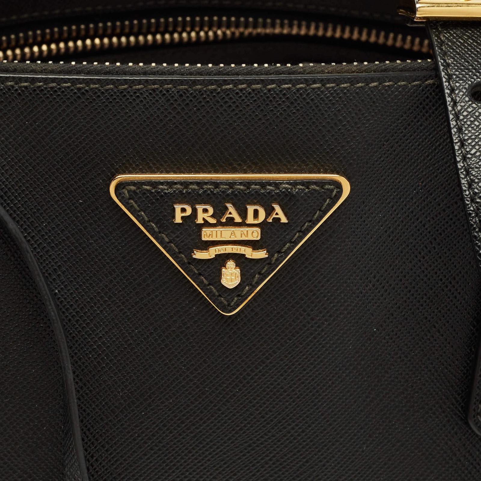 Prada Black Saffino Leather Medium Double Zip Tote thumbnail 5