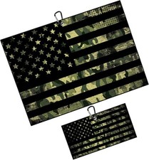 American Flag Camo Golf Towel 2 Packs Vintage Large, Green Black