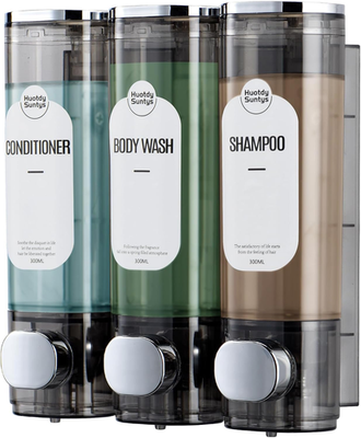 #ad Shampoo and Conditioner Dispenser Shower Soap Dispensers 3 Chamber No Drill Ref $23.91