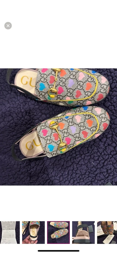 Gucci Print Blue, Red and Pink Moccasins with Iconic Design - Image 4 of 4
