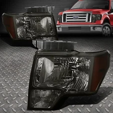 For 09-14 Ford F150 Pickup OE Style Smoked Lens Amber Corner Headlight Lamps
