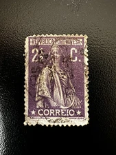 Stamp, 1912, República Portuguesa, 2  1/2 c CORREIO, azul