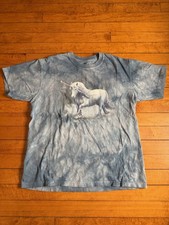 The Mountain Winter Wonderland Unicorn Anne Stokes Print Blue Tie Dye Small