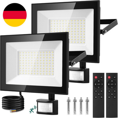 Viugreum 2Pack 100W Led Strahler Außen Mit Bewegungsmelder 10000LM Aussenleuchte