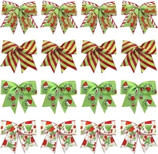 Christmas Bows 16 Pcs Red Green Christmas Bows for Tree Gift Wreaths Wrapping Ga