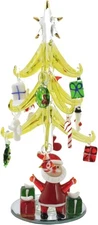 LS Arts Christmas Glass Green Tree - 8 "- Santa and Ornaments  Gift Box