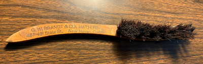 VERY RARE! Vintage G. W. BRANDT HATTERS Wood Hat Brush - State St. New Haven, CT