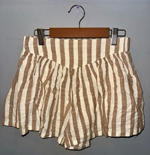 Old Navy Girls Striped Pull-On Shorts Size 10-12 Beige White Elastic Waist