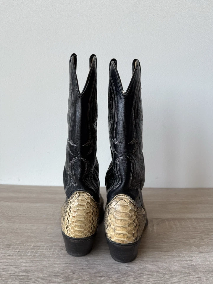 Botas de Vaquero Pitón Corte Trasero DE COLECCIÓN HECHAS EN EE. UU. 9.5 D Piel de Serpiente 5130 Serpiente Occidental Foto 3 de 4