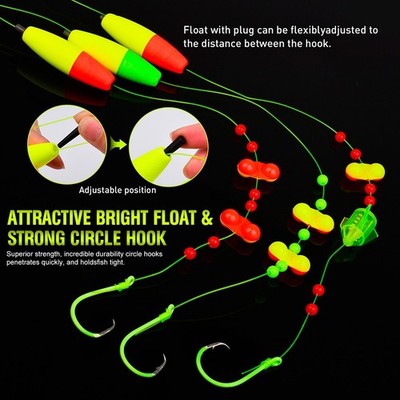 5tlg Float Fishing Rig Set mit Circle Hooks for Welse Long Distance Casting