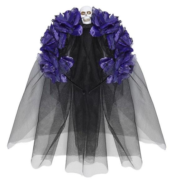 Haarreif Lila Rosen Totenkopf Widmann KostüM Dia De Los Muertos, Tag Der Toten-image