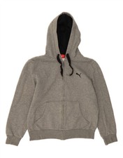 PUMA Womens Oversized Zip Hoodie Sweater UK 10 Small Grey Cotton BV13
