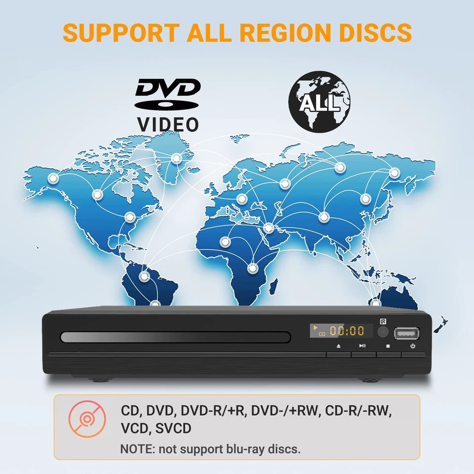 Region Free DVD Player 1080P Upscaling HDMI/RCA Output USB Input - Image 4 of 4