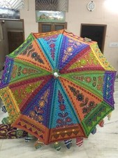 Indian Handmade Embroidery work Large Garden Umbrella Cotton Sun Shade Umbrella