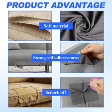 2Pcs 8x11 Inch Fabric Patches Self-Adhesive Linen Repair Patches Dark Grey Co...