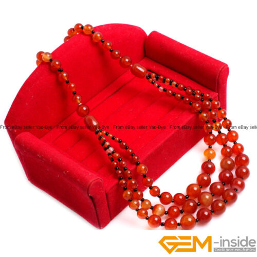 8-12mm Gemstone Round Beaded Fashion Long Necklace For Women 19 Inch Handmade AU - Foto 77 di 82