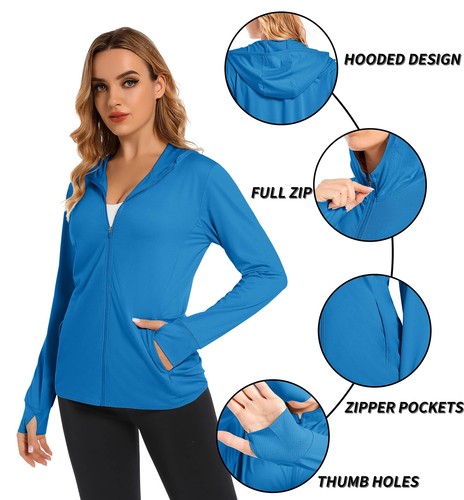 Camisas de protección solar con cremallera completa UPF50+ para mujer Camiseta de rendimiento de manga larga - Imagen 94 de 118
