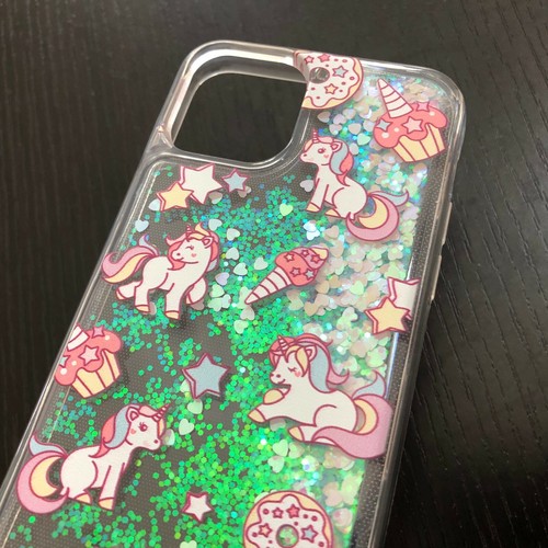 iPhone XR XS 11 PRO MAX - Waterfall Pink Unicorn Liquid Glitter Hearts TPU Case - Picture 4 of 36