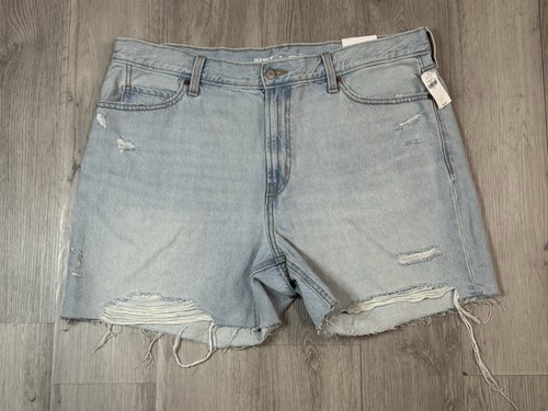 Old Navy Slouchy Straight Light Wash Distressed Blue Jean Cut Off Shorts 16 NWT