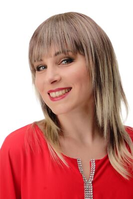 Damenperücke Perücke Sexy Pony schulterlang glatt braun blond gesträhnt
